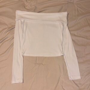 White Off-Shoulder Long Sleeve Top